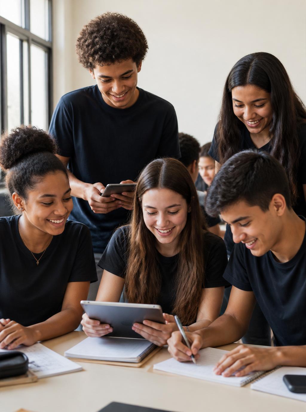 Jovens aprendizes estudando juntos em sala de aula